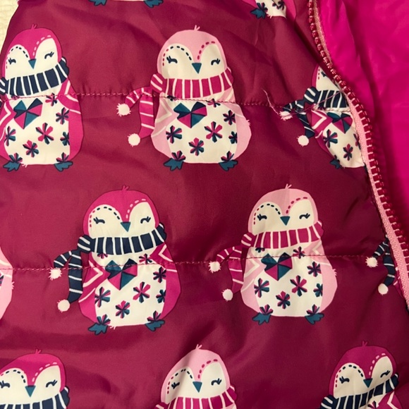 Hadley Baby Girl Puffer Snowsuit Size 18-24 Pink Owls - Picture 6 of 9